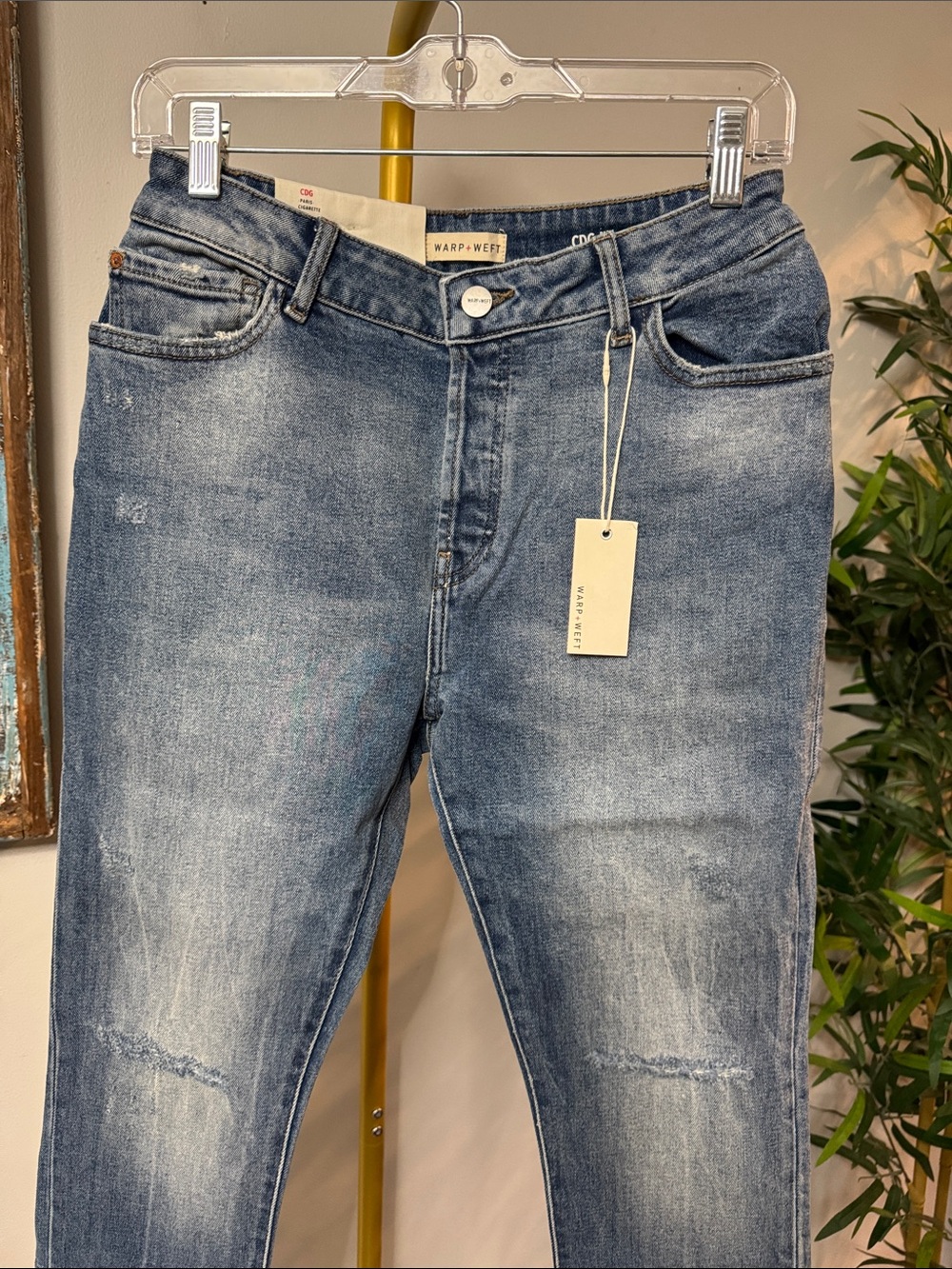 Warp + Weft CDC Paris Cigarette LBlue Slim Straight denim Jeans NWT 27 - Picture 4 of 13